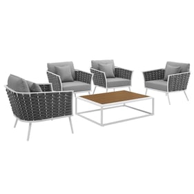 Modway Furniture Stance White Gray 5pc Outdoor Patio Seating Set