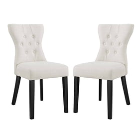 2 Modway Furniture Silhouette Beige Fabric Dining Side Chairs