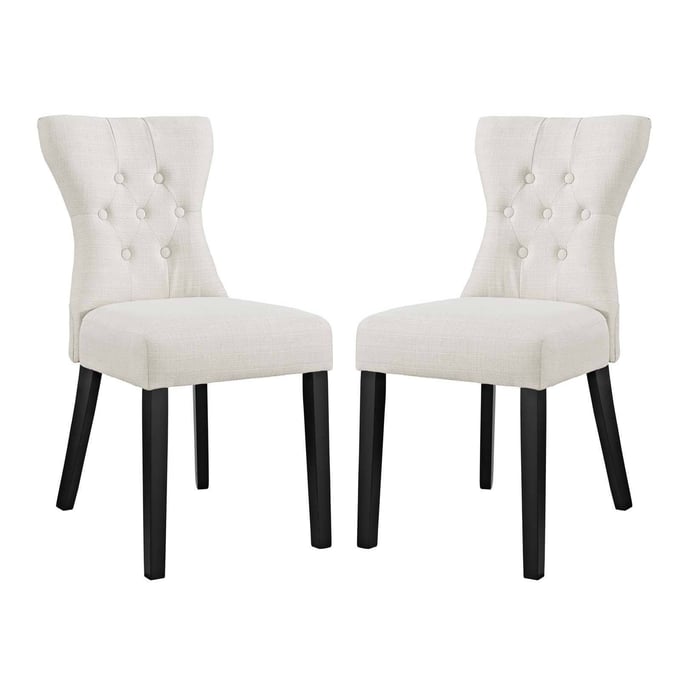 2 Modway Furniture Silhouette Beige Fabric Dining Side Chairs EEI-3327-BEI