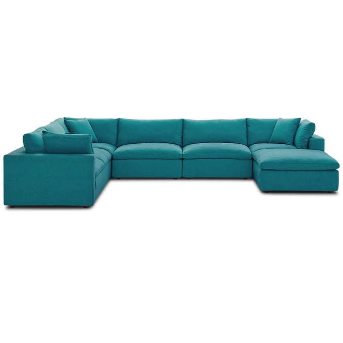 Modway Furniture Commix Teal Fabric 7pc Sectional EEI-3364-TEA