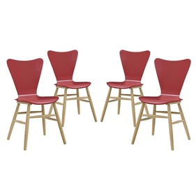 4 Modway Furniture Cascade Red Dining Chairs