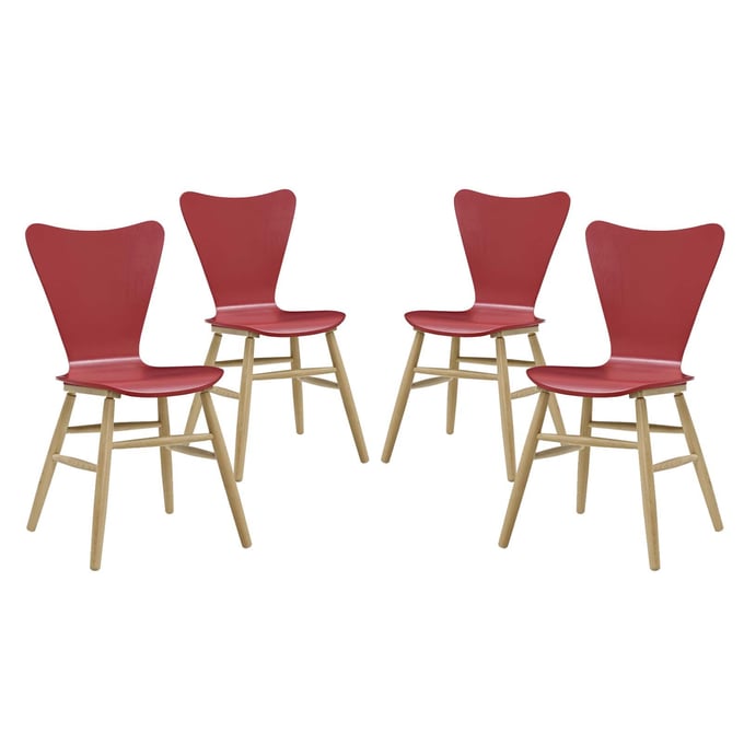 4 Modway Furniture Cascade Red Dining Chairs EEI-3380-RED