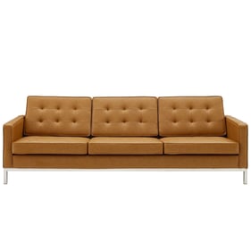 Modway Furniture Loft Silver Tan Faux Leather Sofa