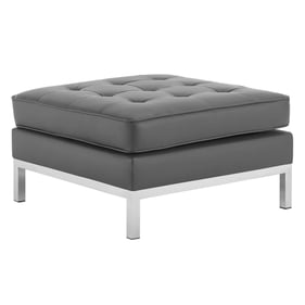 Modway Furniture Loft Silver Gray Faux Leather Ottoman