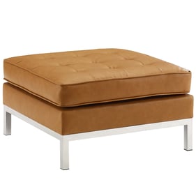 Modway Furniture Loft Silver Tan Faux Leather Ottoman