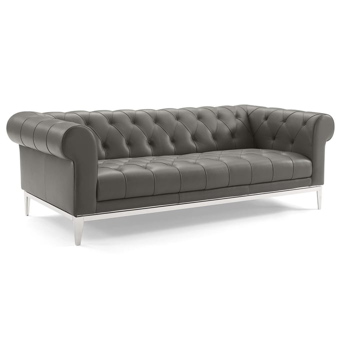 Modway Furniture Idyll Gray Leather Sofa EEI-3441-GRY