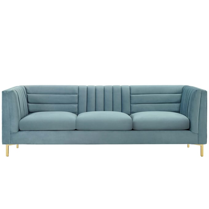 Modway Furniture Ingenuity Light Blue Velvet Sofa EEI-3454-LBU