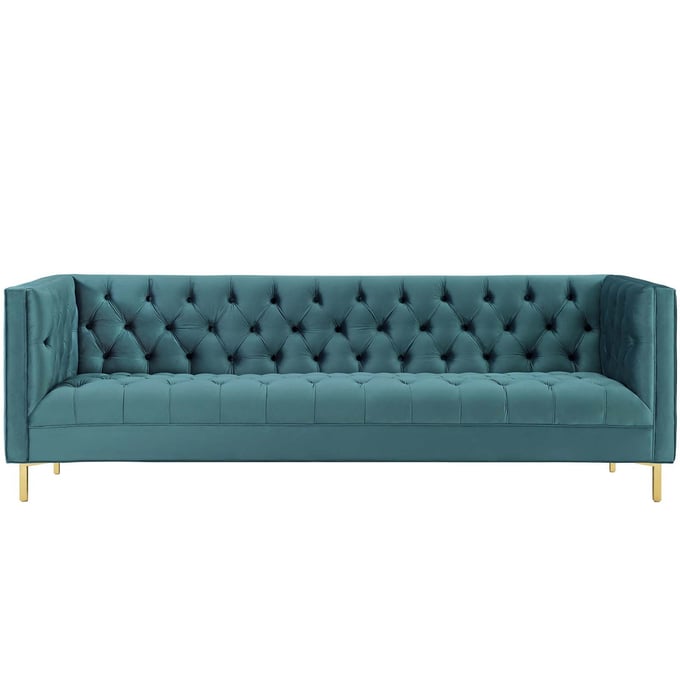 Modway Furniture Delight Sea Blue Velvet Sofa EEI-3455-SEA