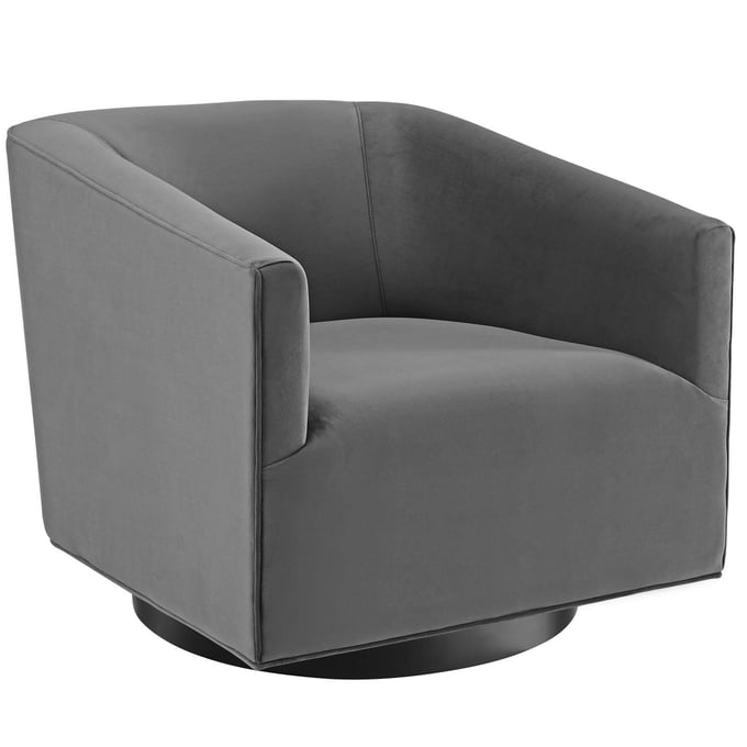 Modway Furniture Twist Gray Velvet Swivel Accent Chair EEI-3456-GRY