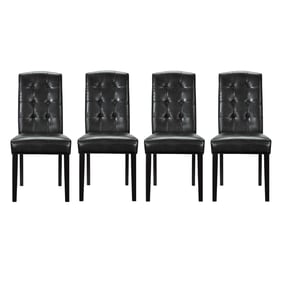 4 Modway Furniture Perdure Black Vinyl Dining Chairs