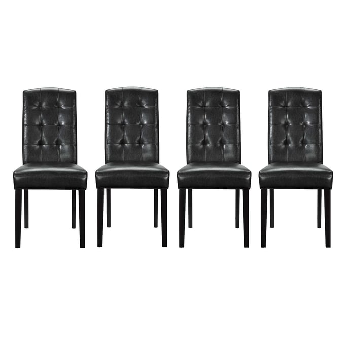 4 Modway Furniture Perdure Black Vinyl Dining Chairs EEI-3464-BLK