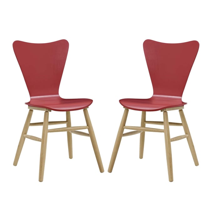 2 Modway Furniture Cascade Red Dining Chairs EEI-3476-RED