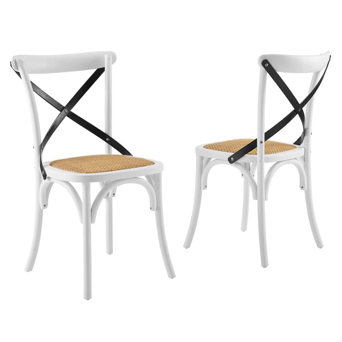 2 Modway Furniture Gear White Black Dining Side Chairs EEI-3481-WHI-BLK