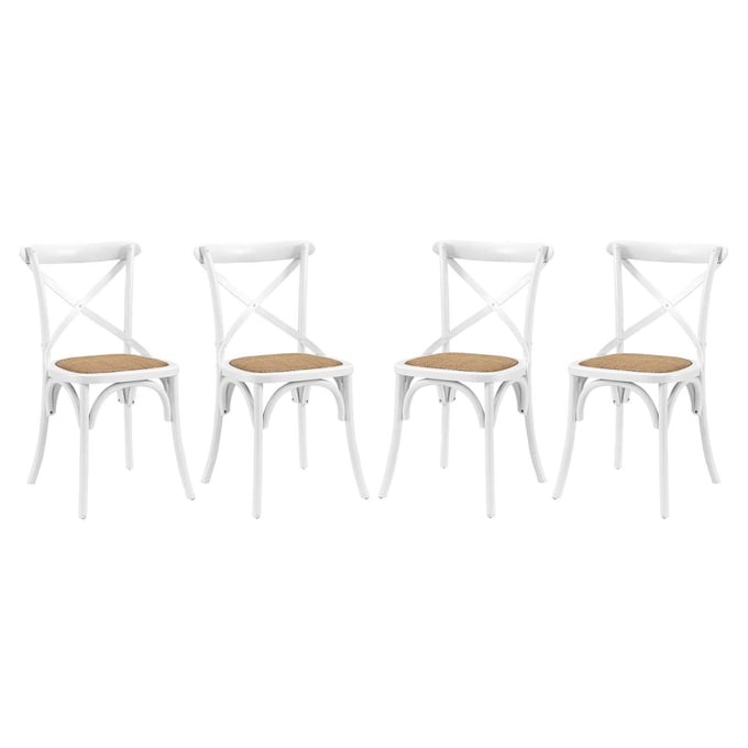 4 Modway Furniture Gear White Dining Side Chairs EEI-3482-WHI