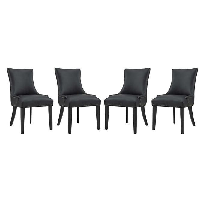 4 Modway Furniture Marquis Black Faux Leather Dining Chairs EEI-3499-BLK