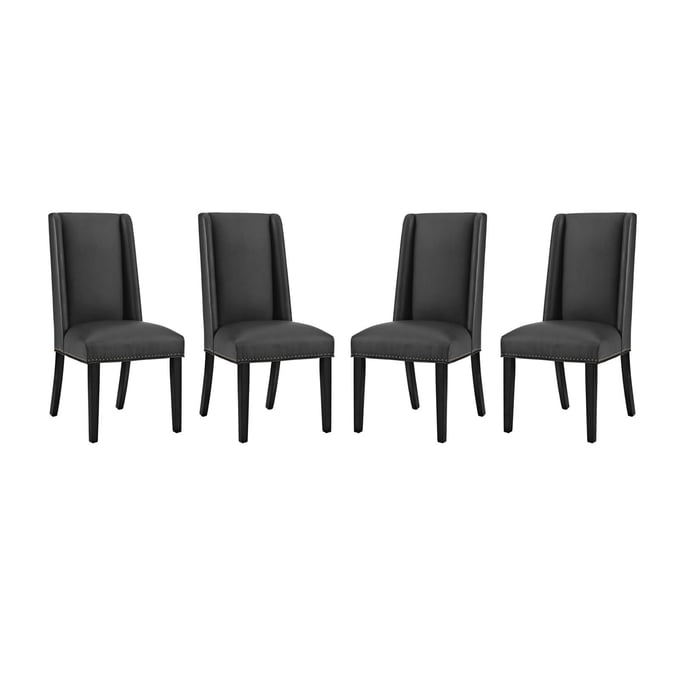 4 Modway Furniture Baron Black Vinyl Dining Chairs EEI-3502-BLK