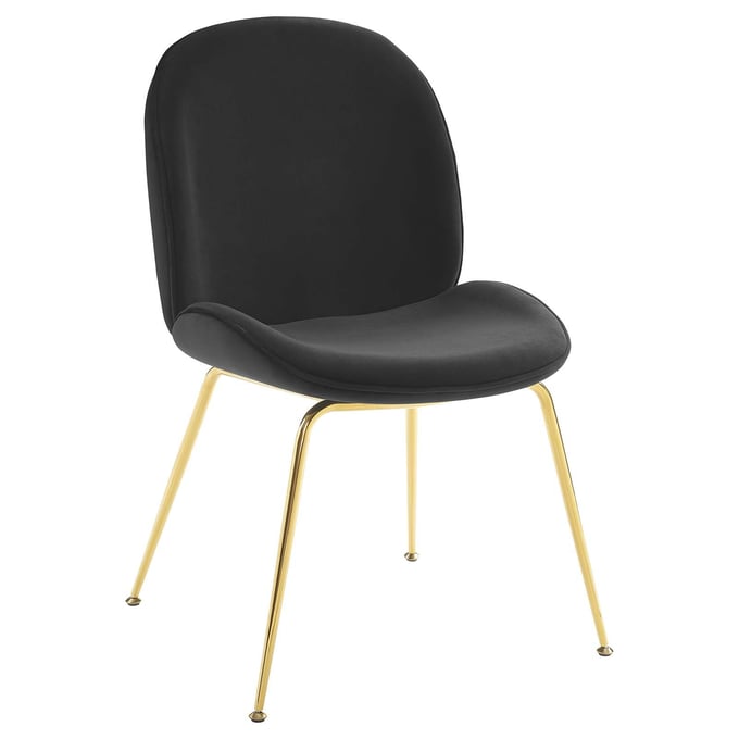 Modway Furniture Scoop Gold Black Velvet Dining Chair EEI-3548-BLK