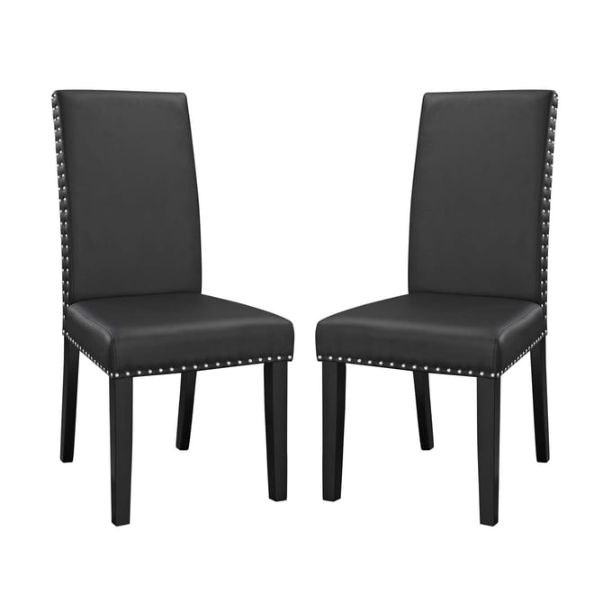 2 Modway Furniture Parcel Black Vinyl Dining Side Chairs EEI-3553-BLK