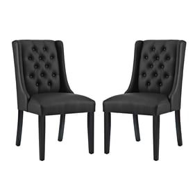 2 Modway Furniture Baronet Black Vinyl Dining Chairs