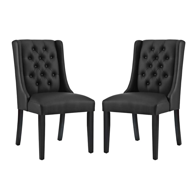 2 Modway Furniture Baronet Black Vinyl Dining Chairs EEI-3555-BLK