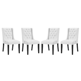 4 Modway Furniture Baronet White Vinyl Dining Chairs