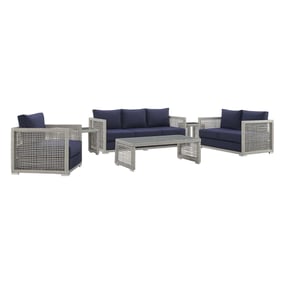 Modway Furniture Aura Gray Navy 6pc Outdoor Patio Set