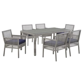 Modway Furniture Aura Gray Navy 7pc Outdoor Dining Set