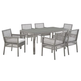 Modway Furniture Aura Gray White 7pc Outdoor Dining Set