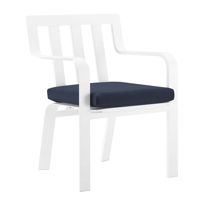 Modway Furniture Baxley White Navy Outdoor Dining Armchair EEI-3571-WHI-NAV