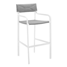 Modway Furniture Raleigh White Gray Outdoor Patio Bar Stool