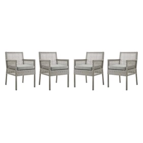 4 Modway Furniture Aura Gray Outdoor Dining Armchairs