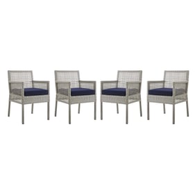 4 Modway Furniture Aura Gray Navy Outdoor Dining Armchairs