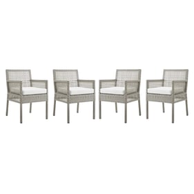 4 Modway Furniture Aura Gray White Outdoor Dining Armchairs