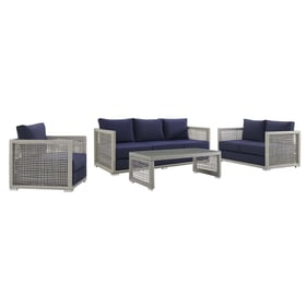 Modway Furniture Aura Gray Navy 4pc Outdoor Patio Set