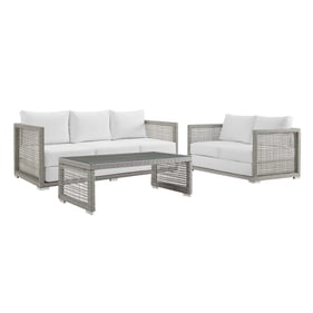 Modway Furniture Aura Gray White Rattan 3pc Outdoor Patio Set