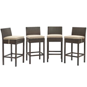 4 Modway Furniture Conduit Brown Beige Outdoor Patio Bar Stools