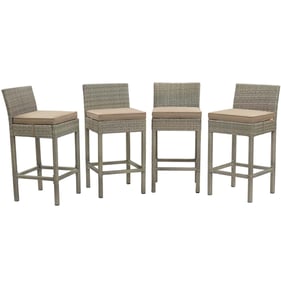 4 Modway Furniture Conduit Light Gray Mocha Outdoor Patio Bar Stools