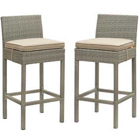 2 Modway Furniture Conduit Light Gray Beige Outdoor Patio Bar Stools