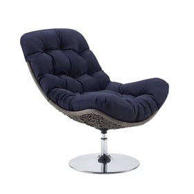 Modway Furniture Brighton Light Gray Navy Outdoor Patio Swivel Lounge Chair