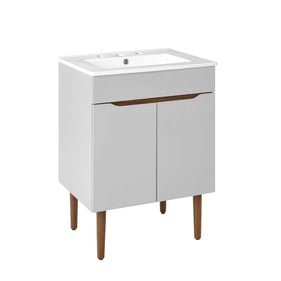 Modway Furniture Harvest Gray White Bathroom Vanity