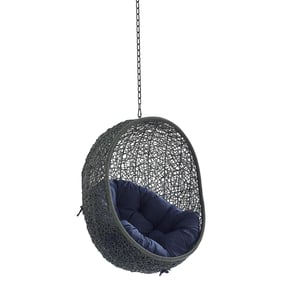 Modway Furniture Hide Gray Navy Fabric Swing Outdoor Lounge Chair without S...