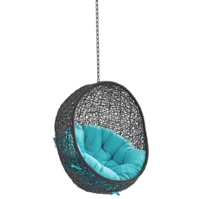 Modway Furniture Encase Black Turquoise Swing Outdoor Patio Lounge Chair wi...