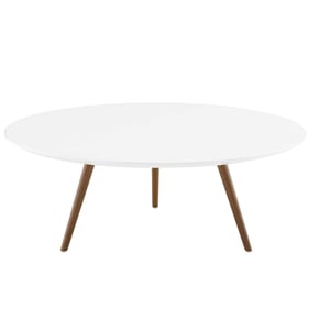 Modway Furniture Lippa Walnut White 40 Inch Round Coffee Table with Tripod ...