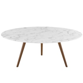 Modway Furniture Lippa Walnut White Marble 40 Inch Round Coffee Table with ...