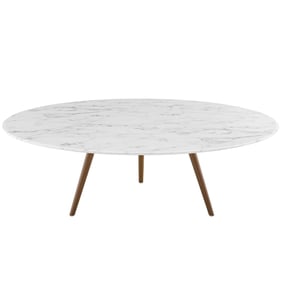 Modway Furniture Lippa Walnut White Marble 47 Inch Round Coffee Table with ...