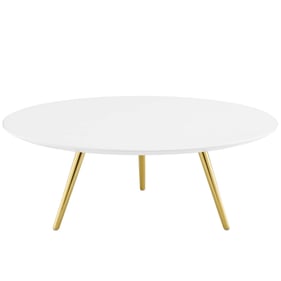 Modway Furniture Lippa Gold White 40 Inch Round Coffee Table with Tripod Ba...