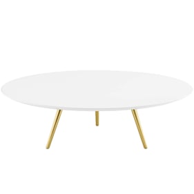 Modway Furniture Lippa Gold White 47 Inch Round Coffee Table with Tripod Ba...