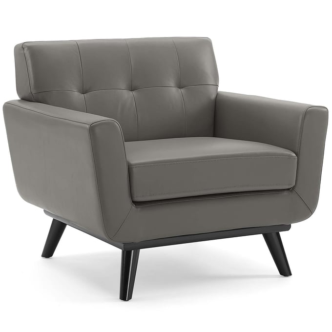 Modway Furniture Engage Gray Leather Lounge Accent Armchair EEI-3734-GRY