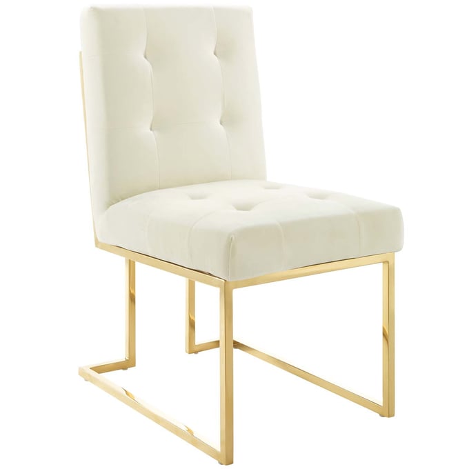 Modway Furniture Privy Gold Ivory Velvet Dining Chair EEI-3744-GLD-IVO