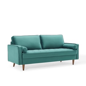 Modway Furniture Valour Teal Velvet Sofa